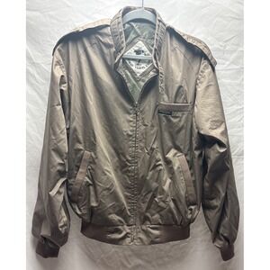 Vintage World Travel Club Men's Medium Brown Bomber Jacket Full Zip Retro